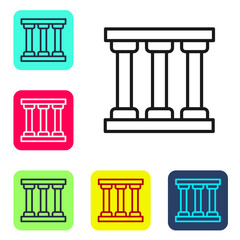 Black line Prison window icon isolated on white background. Set icons in color square buttons. Vector.