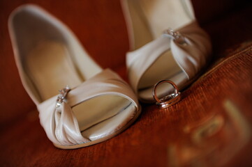 Wedding rings. Detail of wedding rings taken on the wedding day.