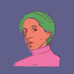 Portrait of a woman. Vector flat illustration.