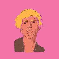 Portrait of a young woman. Vector flat illustration.