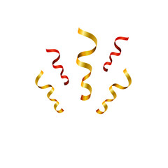 Shiny colorful serpentine ribbon isolated on white. Confetti burst. Festive template.