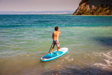 Stand up paddle boarding in Strunjan, Slovenja