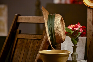 hat on chair