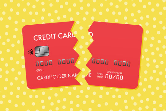 Cutted In Half Credit Card Vector Illustration.
