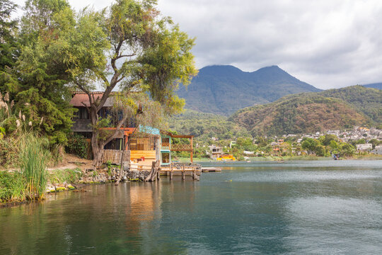 Houses beside the Lake Atitlan in Guatemala