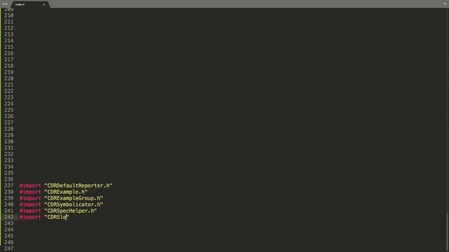 Objective-C Programming Language Source Code Typing Effect. Objective-C Programmer Ticker Colored Commands Editor Screen. Network Development Technology Education. Brown Background. 