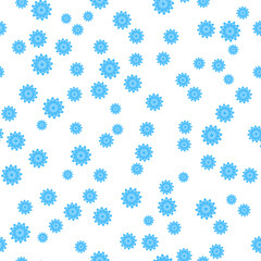 Winter seamless pattern with blue snowflakes on white background. Vector illustration for fabric, textile wallpaper, posters, gift wrapping paper. Christmas vector illustration.