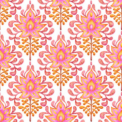 Seamless vintage pattern. Print for home textiles, pillows, carpets. Flowers drawn with pencils on paper.
