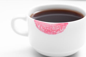 cup of coffee with a trace of lipstick