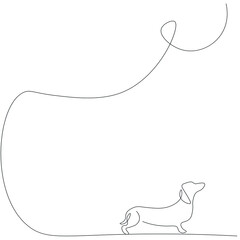 Dog puppy line drawing, vector illustration