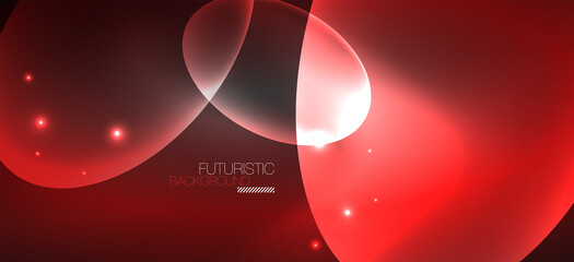 Neon ellipses abstract backgrounds. Shiny bright round shapes glowing in the dark. Vector futuristic illustrations for covers, banners, flyers and posters and other