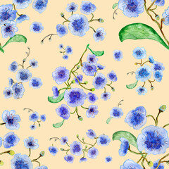 blue flowers seamless background