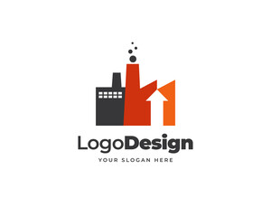 Factory building logo design vector. Modern industrial logo design