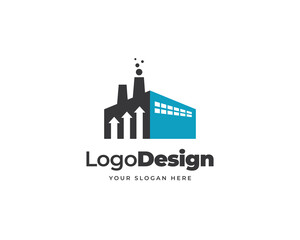 Obraz premium Factory building logo design vector. Modern industrial logo design