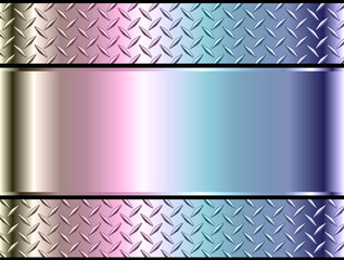 Background silver metallic, 3d chrome vector design with diamond plate opalescence metal texture.