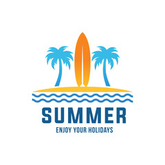 Obraz premium Summer logo template vector illustration 