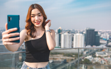 Beautiful Young Asian Woman short hair  with Clean Fresh Skin. Face care, Facial treatment, Cosmetology, beauty and healthy skin and cosmetic ideas concept.