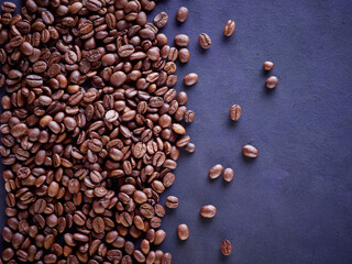 roasted coffee beans on dark background