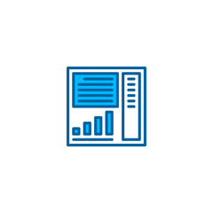 Article manager dashboard illustration icon in blue style. Vector
