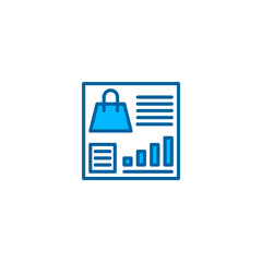 Marketing manager dashboard illustration icon in blue style. Vector