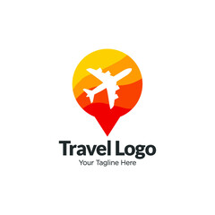 Airplane & Travel Logo. Icon & Symbol Vector Template. 