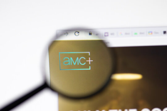Los Angeles, USA - 1 February 2021: amc plus website page. Amcplus.com logo on display screen, Illustrative Editorial.