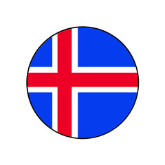 Iceland Circle Flag Icon Set in northern Europe.