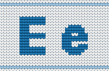 Vector knitted alphabet. Red characters on white background