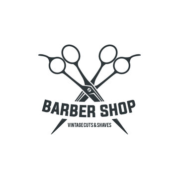 Retro Barbershop Abstract Vector Sign, Emblem or Logo Template
