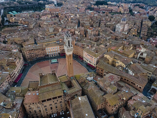 Aerial view of the historical city of Siena, Tuscany, Italy