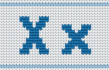 Vector knitted alphabet. Red characters on white background