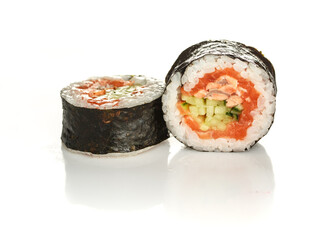 Sushi on white background