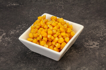 Sweet corn seeds in the bowl