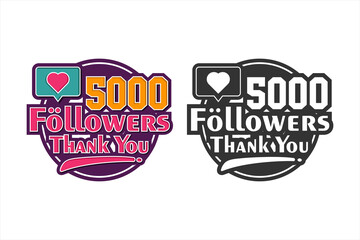 5000 Followers thank you design premium logo