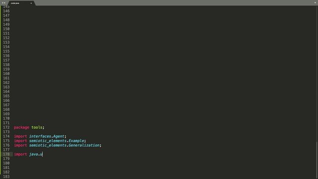 Java Programming Language Source Code Typing Effect. Java Programmer Ticker Colored Commands Editor Screen. Network Development Technology Education. Brown Background. 