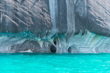 Marble Cathedral of lake General Carrera, Chilean Patagonia - obrazy, fototapety, plakaty