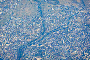 空から平塚大橋あたりを空撮
