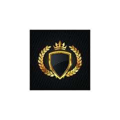 Gold and black shield with gold laurels 