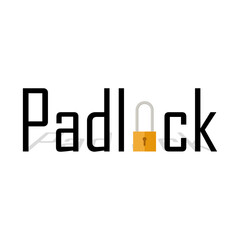Padlock text logo