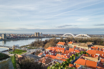 Renovated roofs of the old town below the Petrovaradin fortress. Petrovaradin, Novi Sad, Serbia.