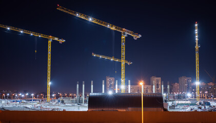 construction site at night