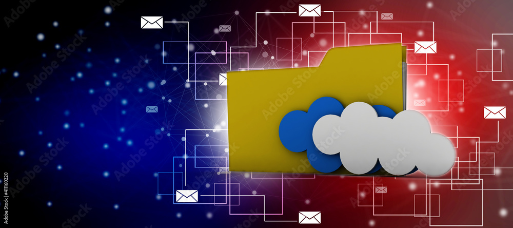 Poster 3d rendering cloud folder network