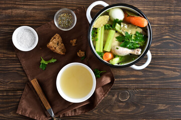 Chicken broth with vegetables and spices