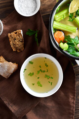 Chicken broth with vegetables and spices
