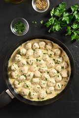 Swedish meatballs with white creamy sauce