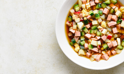 Cold russian soup Okroshka