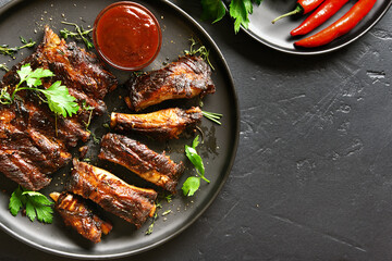 Spicy hot grilled spare ribs
