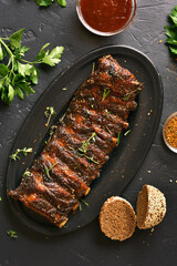 Spicy hot grilled spare ribs