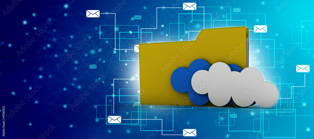 Poster 3d rendering cloud folder network