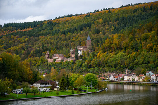 Neckartal mit Schlo&szlig; Zwingenberg